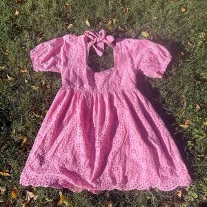 Chelsea & Violet Womens Large Pink Babydoll Mini Dress Empire Waist Flare